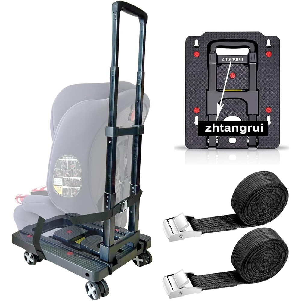 Car Seat Dolly Airport Travel Cart Roller w/ Straps Foldable Luggage Trolley